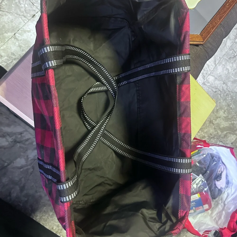 Pink and Black Plaid Tote Bag